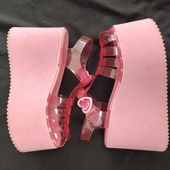 Dollskill ♡ Sugar Thrillz ♡ Sugar Rush Platform Jelly Sandals in Pink - Picture 9 of 9